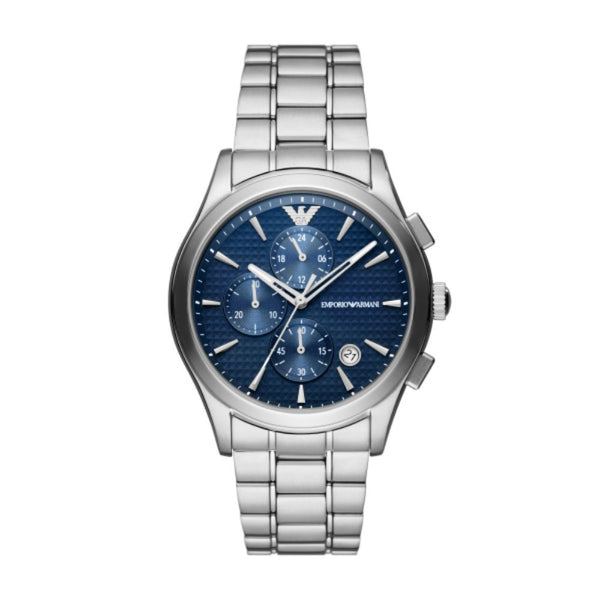 Emporio Armani Paolo Quartz Silver Steel Blue Dial 42mm Mens Watch AR11528
