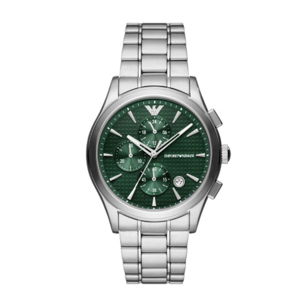 Emporio Armani Paolo Quartz Silver Steel Green Dial 42mm Mens Watch AR11529
