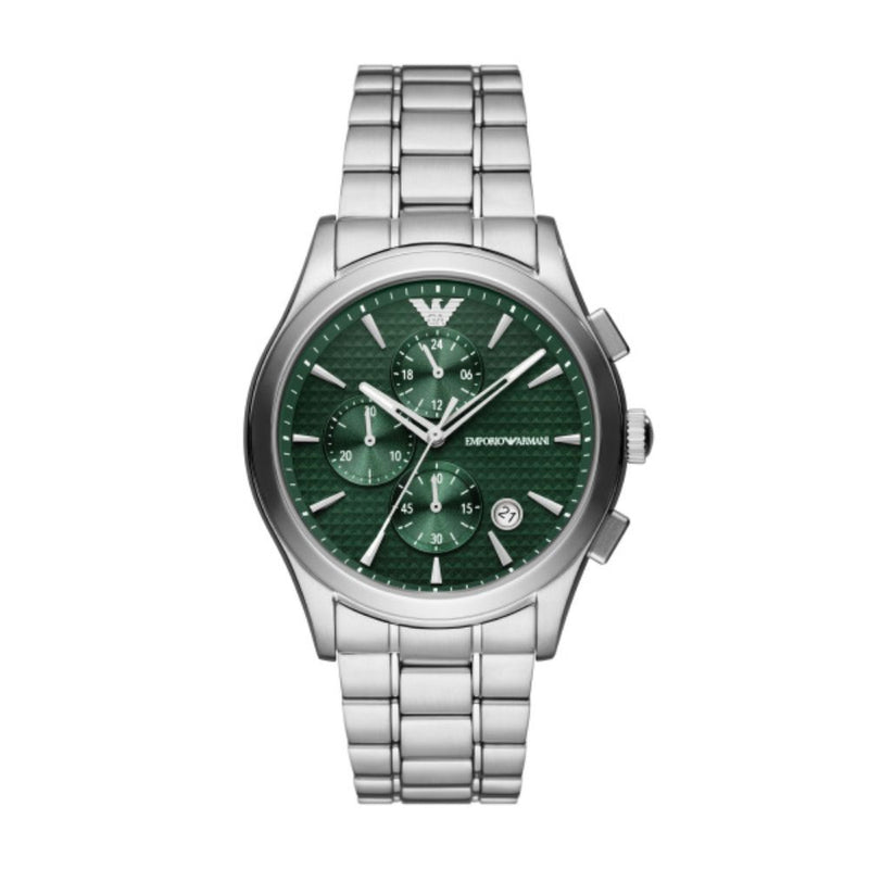 Emporio Armani Paolo Quartz Silver Steel Green Dial 42mm Mens Watch AR11529