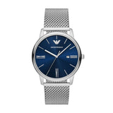 Emporio Armani Quartz Silver Mesh Bracelet Blue Dial 42mm Mens Watch AR11571