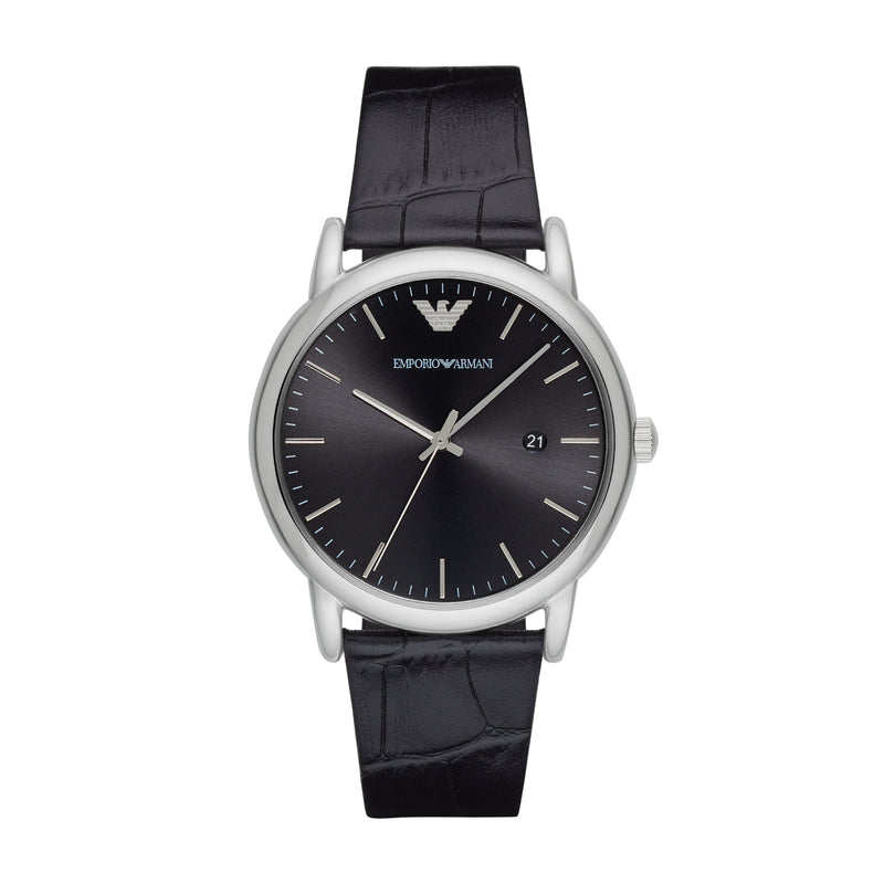 Emporio Armani Luigi Black Leather Mens Watch AR2500