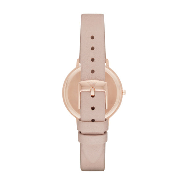 Emporio Armani Kappa Quartz Rose Gold Steel Nude Leather 32mm Ladies Watch AR2510