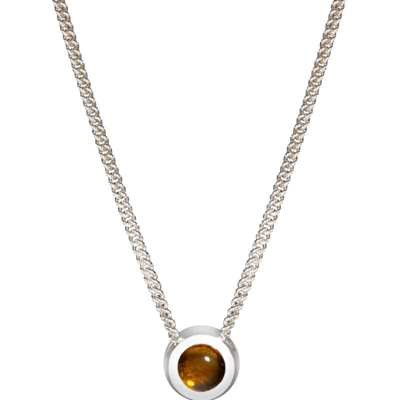 Maureen Lynch Balance Silver Small Amber Necklace