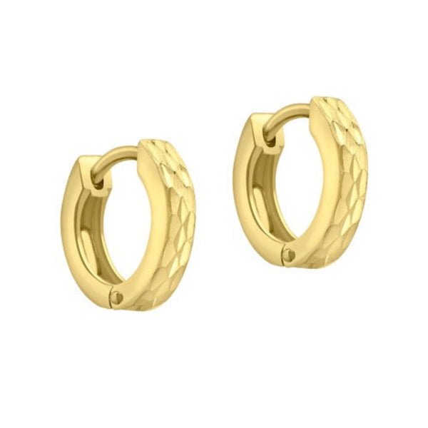 9ct Gold 12.5mm Pyramid Creole Hoop Earrings
