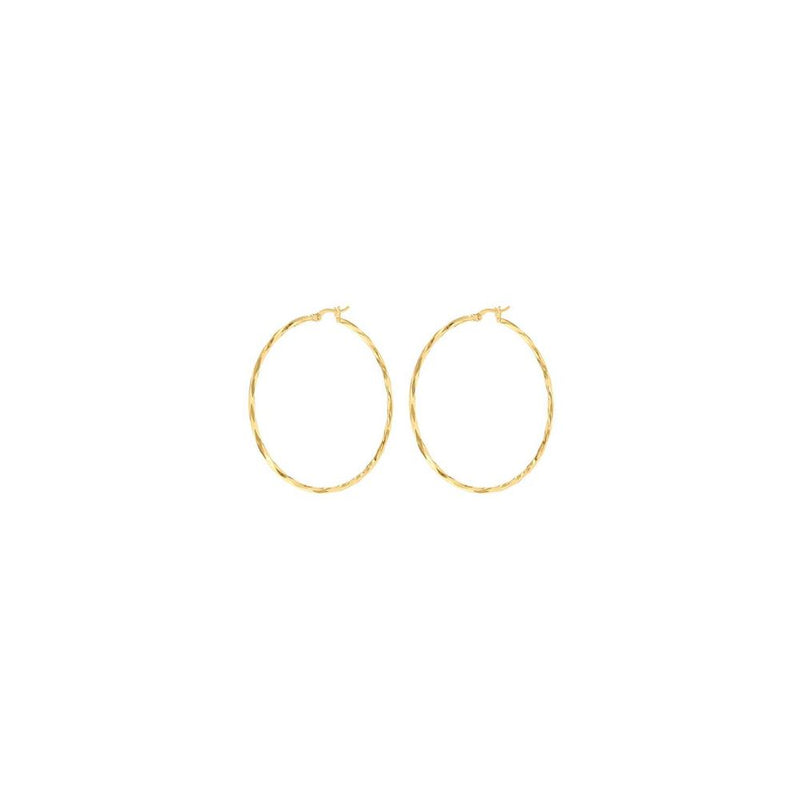 9ct Gold 42mm Faceted Hinged Hoop Earrings