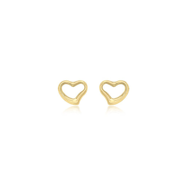 9ct Gold Open Heart Stud Earrings