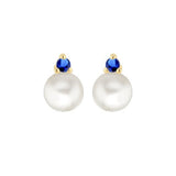9ct Gold Freshwater Pearls with Round Cubic Zirconia Stud Earrings