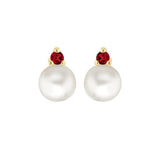 9ct Gold Freshwater Pearls with Round Cubic Zirconia Stud Earrings