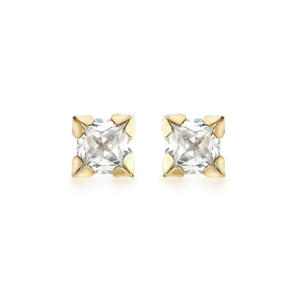 9ct Gold 4mm Square CZ Stud Earrings
