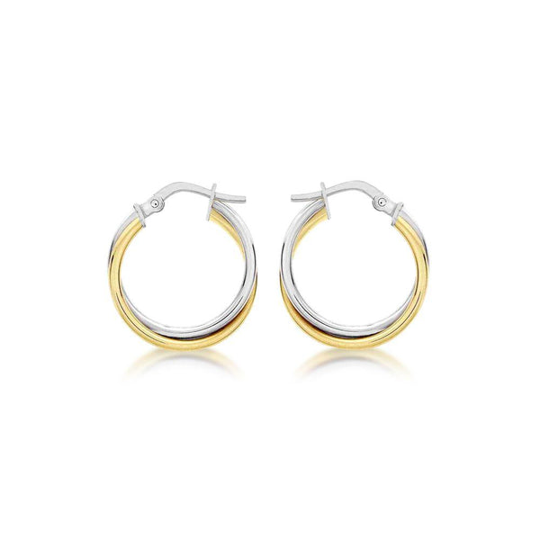 9ct Gold Two-Tone Twist 19mm Hoop Earrings