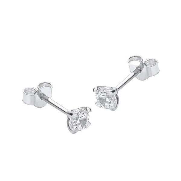 9ct White Gold 4mm Round Cubic Zirconia Stud Earrings