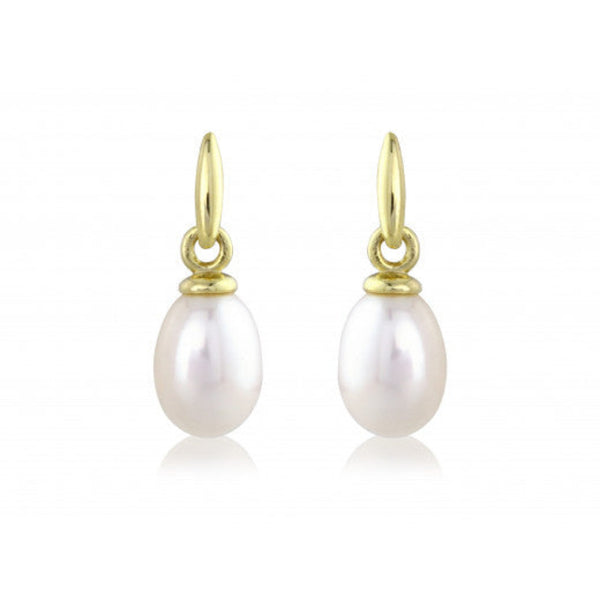 9ct Gold White Cultured Pearl Drop Earrings
