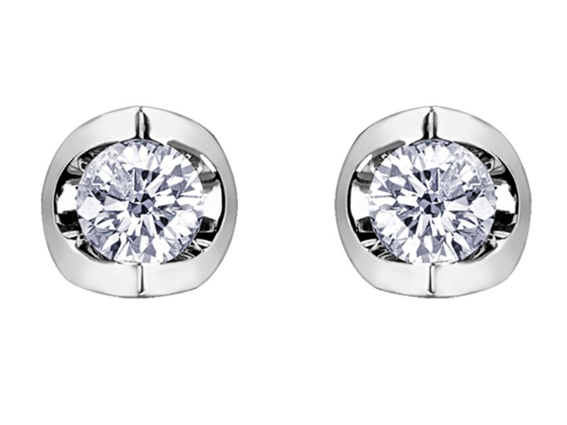 18ct White Gold 0.25ct Half Moon Diamond Earrings