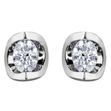 18ct White Gold Half Moon Diamond Earrings