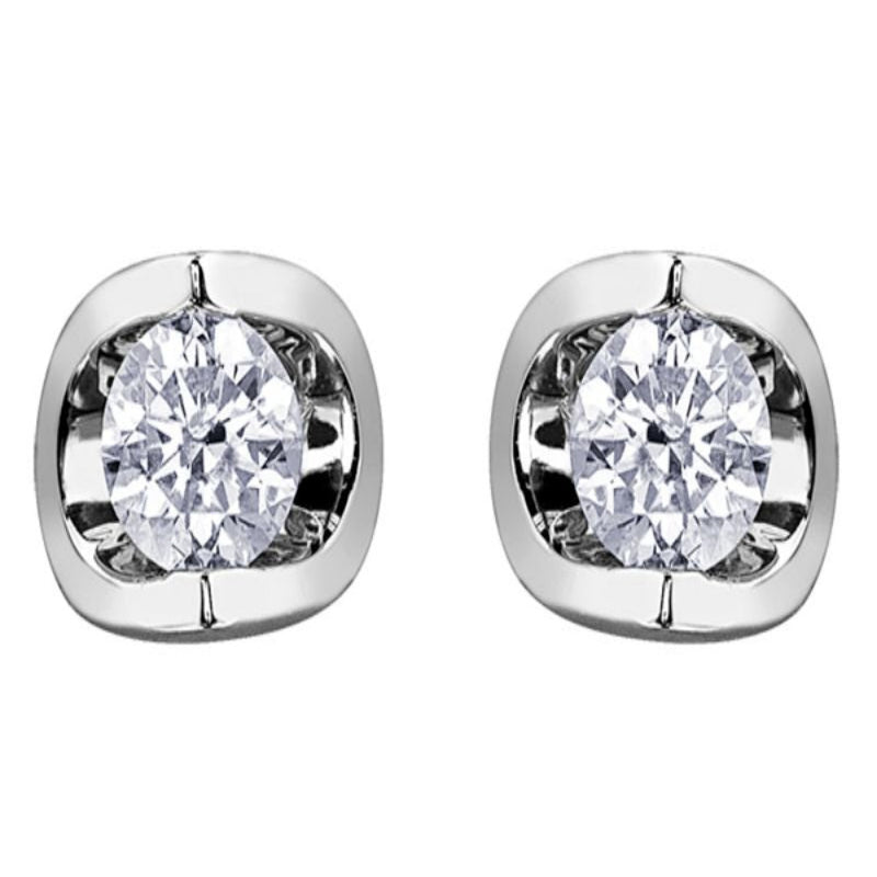 18ct White Gold Half Moon Diamond Earrings