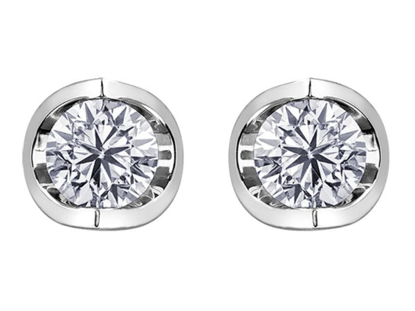 18ct White Gold Half Moon Diamond Earrings