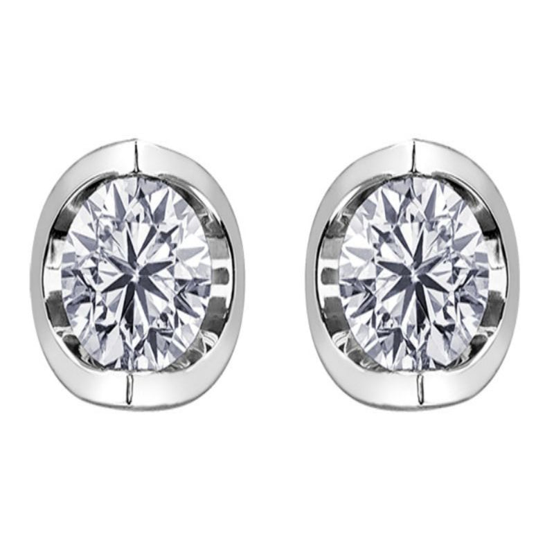 18ct White Gold 0.20ct Half Moon Diamond Earrings