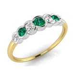 9ct Gold 7 Diamond and Colourstone Ring