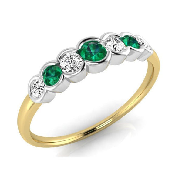 9ct Gold 7 Diamond and Colourstone Ring