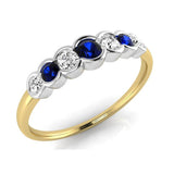 9ct Gold Seven Diamond and Ruby / Emerald / Sapphire Ring