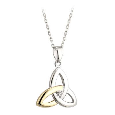 10ct Gold and Silver Diamond Trinity Knot necklace
