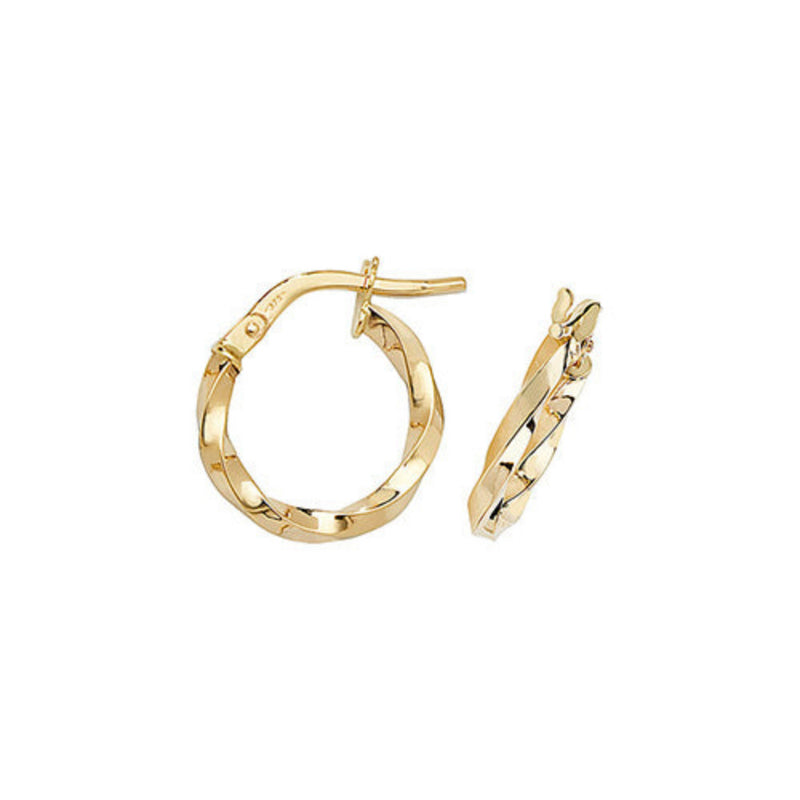 9ct Gold 1.40mm Thickness Twisted Hoop Earrings