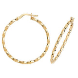 9ct Gold 1.40mm Thickness Twisted Hoop Earrings