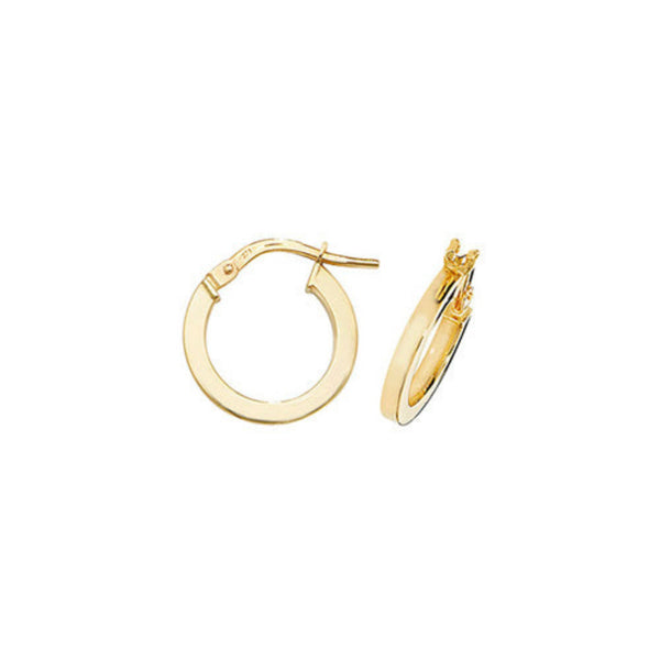 9ct Gold Squared Tube 2mm Thickness Hoop Earrings