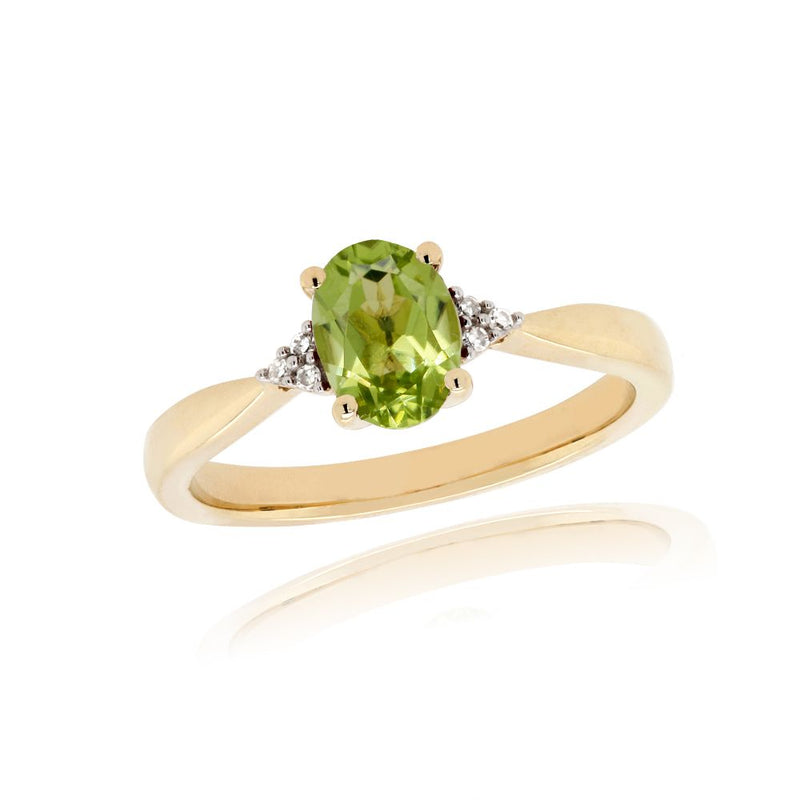 9ct Gold 0.02ct Diamond & Peridot Ring