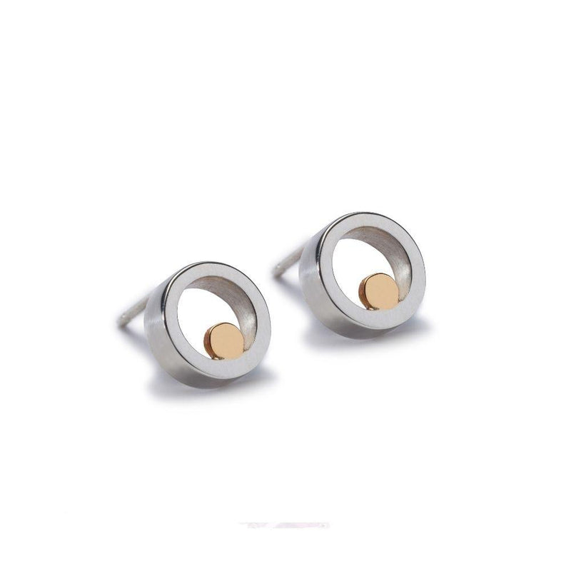 Maureen Lynch Circles 9ct Gold and Silver Earrings