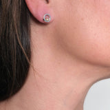 Maureen Lynch Circles 9ct Gold & Silver Diamond Stud Earrings