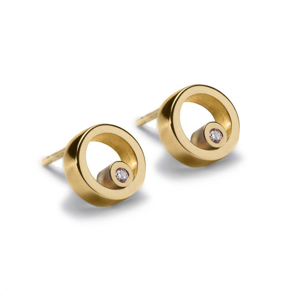 Maureen Lynch Circles 9ct Gold Diamond Stud Earrings