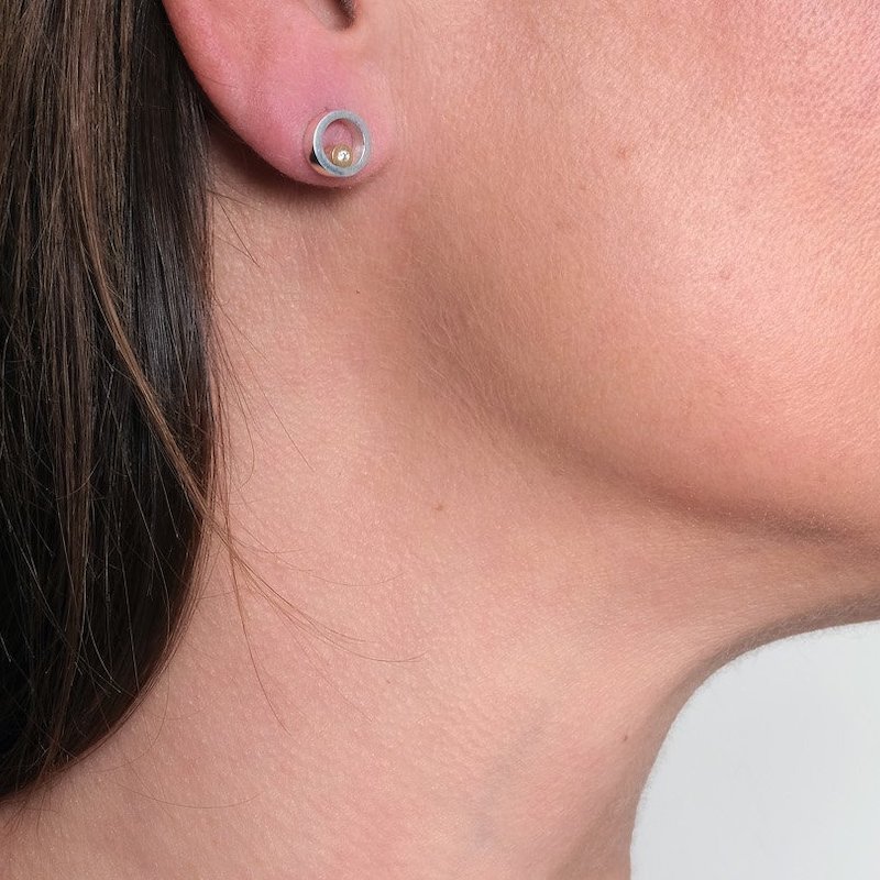 Maureen Lynch Circles 9ct Gold Diamond Stud Earrings CR16G