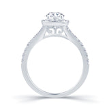 18ct White Gold Cushion Halo Split Shank 0.30ct Diamond Engagement Ring