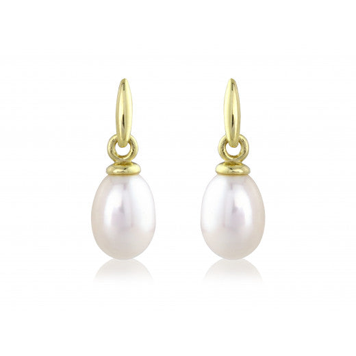 9ct Gold White Cultured Pearl Drop Earrings