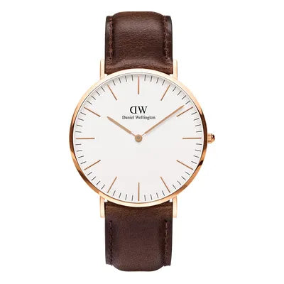 Daniel Wellington Classic Bristol Quartz Rose Gold Leather Strap 40mm Mens Watch DW00100009