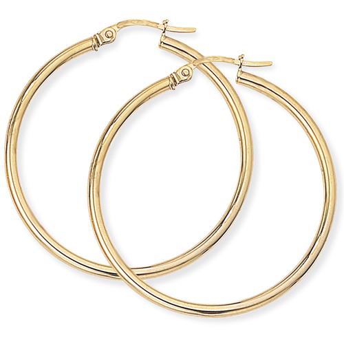 9ct Gold 35mm Hoop Earrings