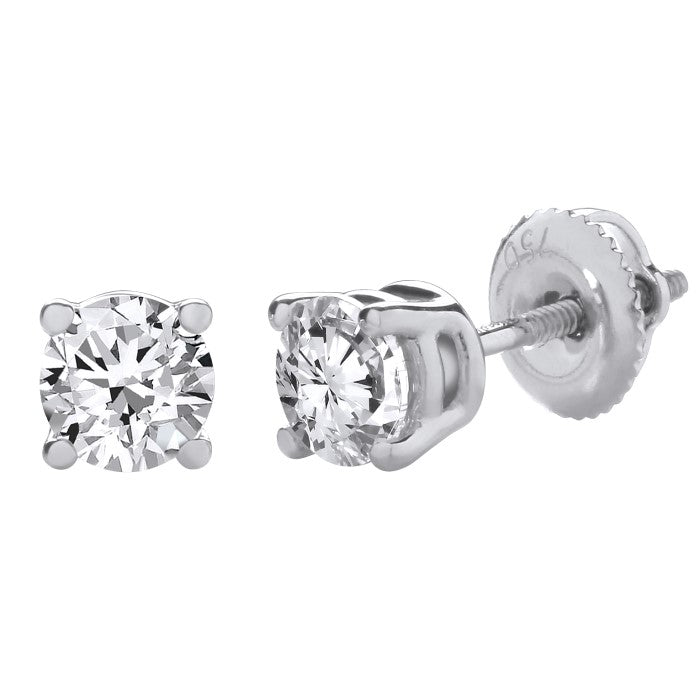 9ct White Gold 0.25ct Diamond 4 Claws Stud Earrings
