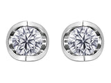 18ct White Gold Half Moon Diamond Earrings