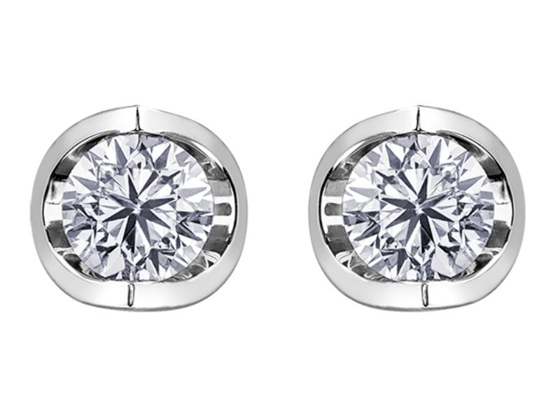 18ct White Gold Half Moon Diamond Earrings