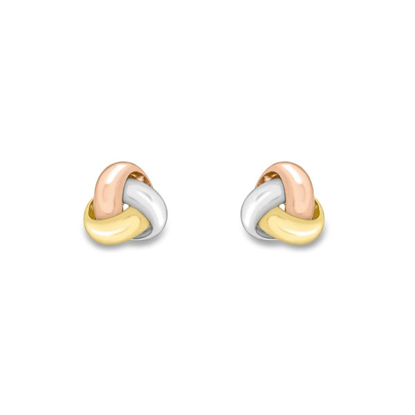 9ct White, Yellow and Rose Gold 5mm Knot Earrings