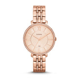 Fossil Jacqueline Rose Gold Steel Crystal 36mm Ladies Watch ES3546
