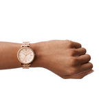 Fossil Jacqueline Rose Gold Steel Crystal 36mm Ladies Watch ES3546