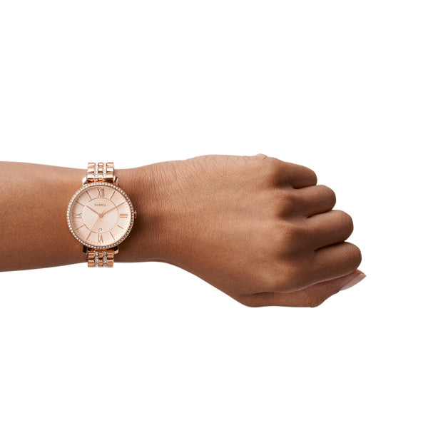 Fossil Jacqueline Rose Gold Steel Crystal 36mm Ladies Watch ES3546