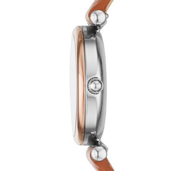 Fossil Carlie Quartz Mini Tan Leather 28mm Ladies Watch ES4701