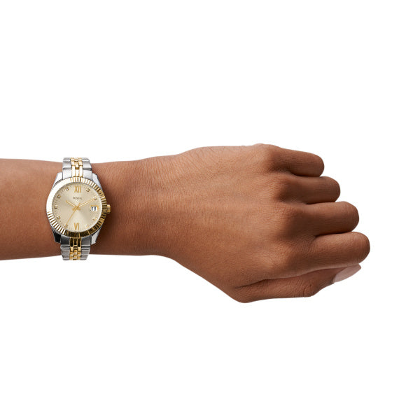 Fossil Scarlette Mini Quartz Two Tone Steel 32mm Ladies Watch ES4949
