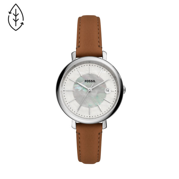 Fossil Jacqueline Solar-Power Brown Eco Leather 36mm Ladies Watch ES5090