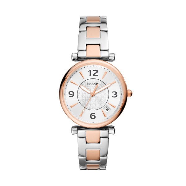 Fossil Carlie 2 Tone Steel 35mm Ladies Watch ES5156