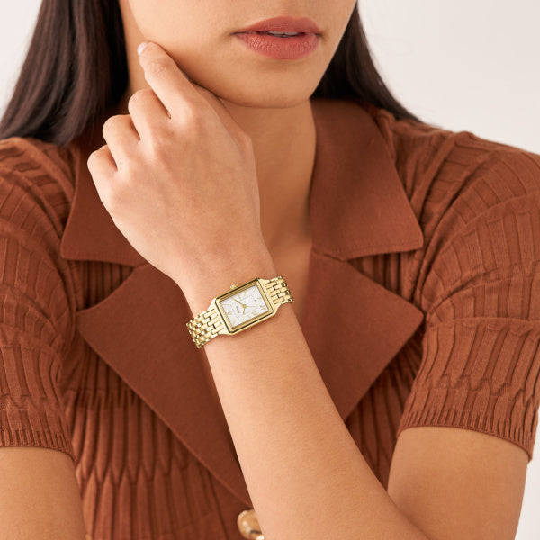 Fossil Raquel Quartz Gold Steel Silver Dial 23mm Ladies Watch ES5220
