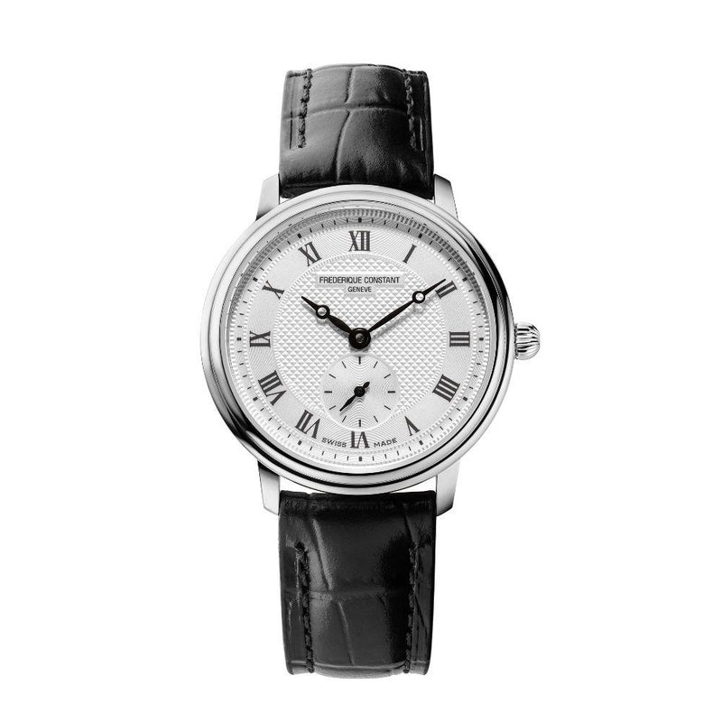 Frederique Constant Classics Slimline Small Seconds Black Leather Watch 